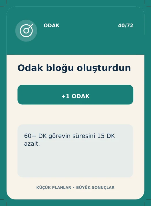Odağını Yönet Atölyesi ile ilgili oyun destesinden örnek kart
